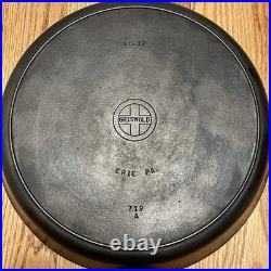 Griswold Antique Large Cast Iron Skillet Erie PA. 719 A NO. 12 Very Good Black