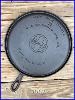 Griswold Cast Iron #10 Griddle