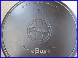Griswold Cast Iron #12 Large Block Logo Skillet with Heat Ring PN 719