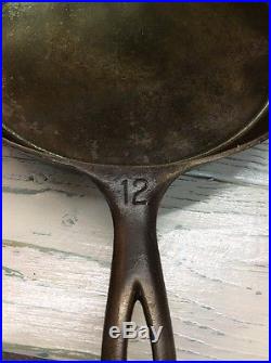 Griswold Cast Iron #12 Large Skillet withHeat Ring #719 Clean NICE