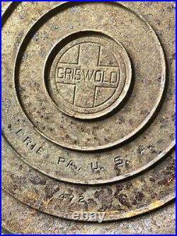 Griswold Cast Iron 12 Skillet 472 Rusty Pan and Lid