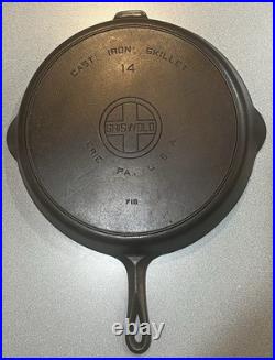 Griswold Cast Iron #14 Large Block Logo Skillet With Heat Ring Restored Pan