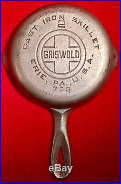 Griswold Cast Iron # 2 Skillet Block Smooth Bottom EB