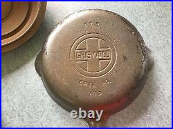 Griswold Cast Iron #3 Lid Small Logo With Fry Pan 1093 Set