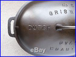Griswold Cast Iron #5 Large Block Logo Dutch Oven Oval Roaster No Trivet