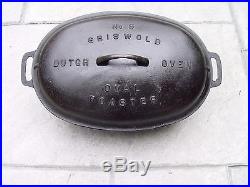 Griswold Cast Iron #5 Oval Roaster Dutch Oven 645 with Lid 646, Oval trivet 275A