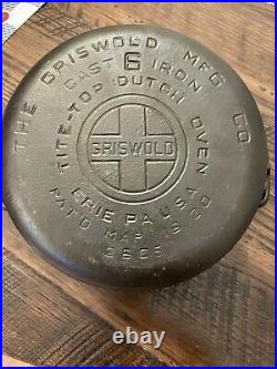 Griswold Cast Iron #6 Tite-Top Dutch Oven With Lid And Trivet