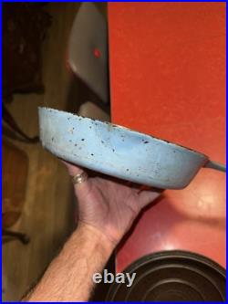 Griswold Cast Iron #7 Blue Enamel Skillet with Matching Lid