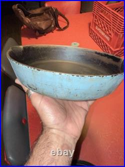 Griswold Cast Iron #7 Blue Enamel Skillet with Matching Lid