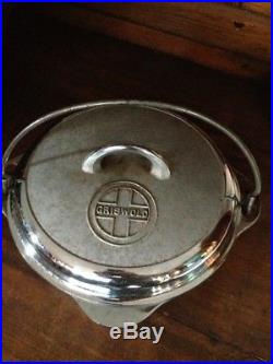 Griswold Cast Iron #8 Dutch Oven Chrome with Tite-top Lid Handle And Grate