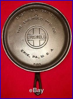 Griswold Cast Iron # 8 Handle Griddle Large Block Logo EPU FLAT