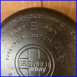 Griswold Cast Iron #9 Fully Marked Tite Top Dutch Oven Erie, PA USA Clean Smooth