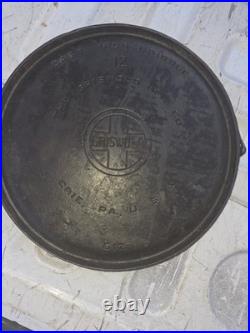 Griswold Cast Iron Bailed Griddle #12, Large Block Logo, p/n 617 Sits Flat