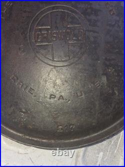 Griswold Cast Iron Bailed Griddle #12, Large Block Logo, p/n 617 Sits Flat