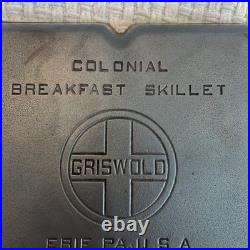 Griswold Cast Iron Colonial Breakfast Skillet 666 Block Logo Erie PA Restored