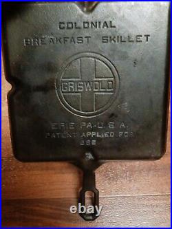 Griswold Cast Iron Colonial Breakfast Skillet No. 666 Large Block Logo Seasoned