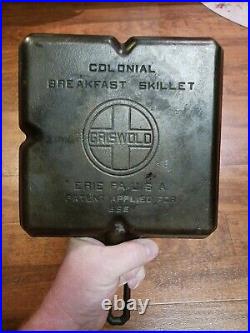 Griswold Cast Iron Colonial Breakfast Skillet No. 666 Large Block Logo Seasoned