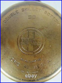 Griswold Cast Iron Double Skillet 90 1021 1022 Large Block Logo Vintage Used