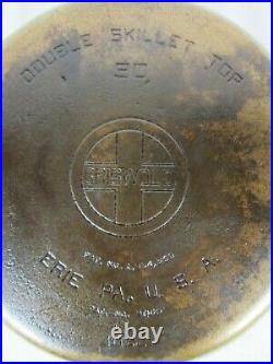 Griswold Cast Iron Double Skillet 90 1021 1022 Large Block Logo Vintage Used