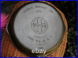 Griswold Cast Iron Double Skillet Top 80 Large Logo 1103 Clean Level NICE