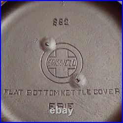 Griswold Cast Iron Flat Bottom Kettle Cover, p/n 882, Slant Logo, ERIE, HTF