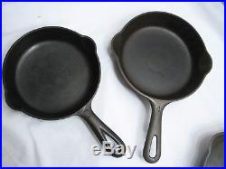 Griswold Cast Iron Frying Pans 3,4,5,6,8,9 Cookware Fry Skillet Lot Lg & Sm Logo