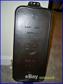 Griswold Cast Iron Griddle 744 B Large Logo Erie Pa USA No. 7 Vintage