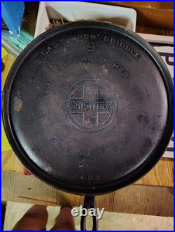 Griswold Cast Iron Griddle 9 609A Erie Pa. U. S. A. Large Logo 11 Inch