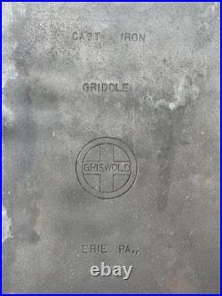 Griswold Cast Iron Griddle 908A Damaged hole, Rust, Wear Poor Condition
