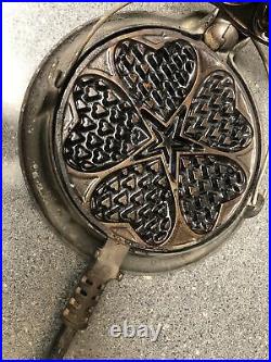 Griswold Cast Iron Low Base Heart And Stars Waffle maker