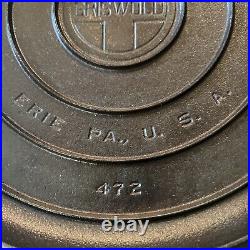 Griswold Cast Iron Low Dome #12 Skillet Lid Erie PA 472 Rare