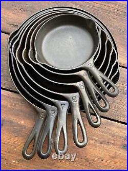 Griswold Cast Iron Matching Large Logo Skillet Set 3-9