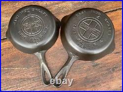 Griswold Cast Iron Matching Large Logo Skillet Set 3-9