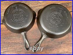 Griswold Cast Iron Matching Large Logo Skillet Set 3-9