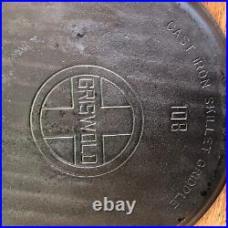 Griswold Cast Iron No. 108 Skillet Griddle 201A sits flat block logo