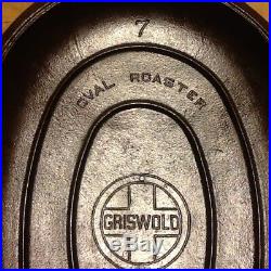 Griswold Cast Iron No. 7 Oval Roaster with Aluminum Trivet A487T