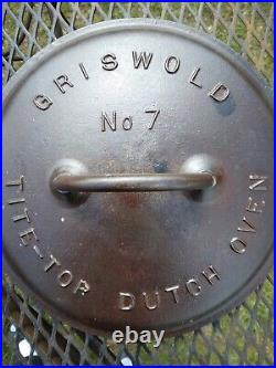 Griswold Cast Iron No. 7 Tite-Top Dutch Oven Lid Only Slant Logo