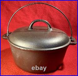 Griswold Cast Iron Size 7 Dutch Oven 2604 Slant Smooth Top Cover, 2603 Bottom