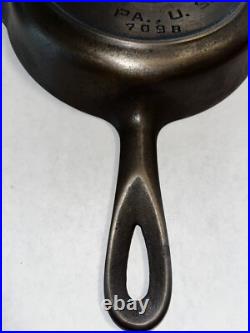 Griswold Cast Iron Skillet #3 Large Block Logo #709B Heat Ring Flat No Wobble
