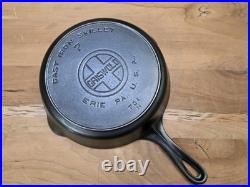 Griswold Cast Iron Skillet #7 Large Block EPU Logo Heat Ring 701H STUNNING
