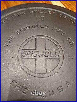 Griswold Cast Iron Skillet Griddle 110, Large Block Slant Logo, Erie, PA, USA