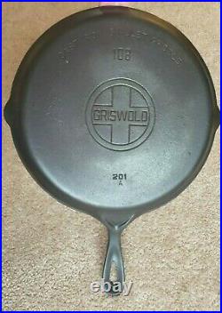 Griswold Cast Iron Skillet Griddle LBL 108 p/n 201A Fully Restored