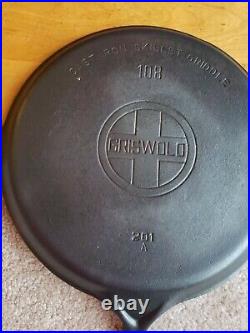 Griswold Cast Iron Skillet Griddle LBL 108 p/n 201A Fully Restored