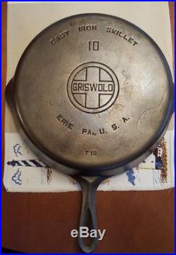 Griswold Cast Iron Skillet No. 10 716 Large Block Logo (No Fire Ring)