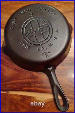 Griswold Cast Iron Skillet No. 5, LBL, EPU, 724, MM C