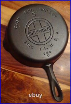 Griswold Cast Iron Skillet No. 5, LBL, EPU, 724, MM C