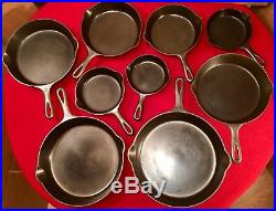 Griswold Cast Iron Skillet Set # 2 -10 Large Block Logo