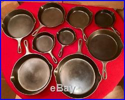 Griswold Cast Iron Skillet Set # 2 -10 Large Block Logo