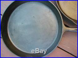 Griswold Cast Iron Skillet Set # 2 -12 & 14 Mixed Logos-LOCAL PICK UP ONLY