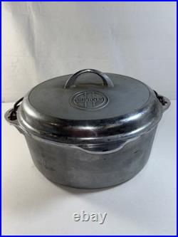 Griswold Cast Iron Tite Top Dutch Oven (#9 1289 Lid/#9 1279 Oven) Silver Chrome